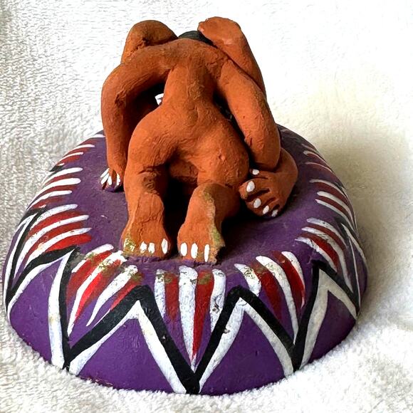 Vintage 1990s Mexican Fired Ceramic Erotic Copulating Couple Fertility Tableau - Picture 6 of 8